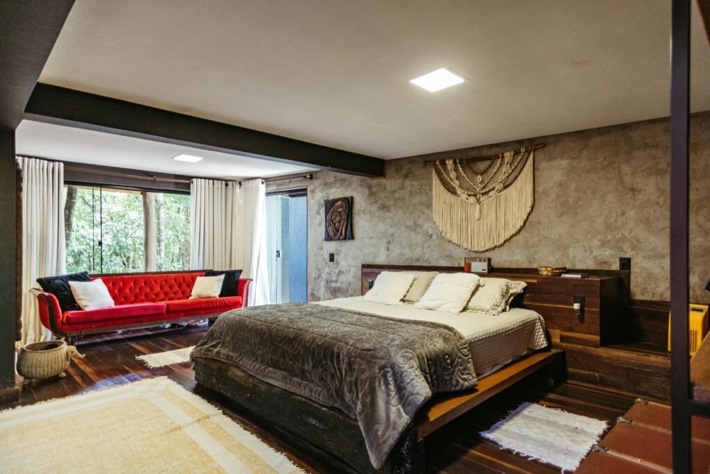 Spacious bedroom with modern decor in Santa Teresa, Brazil Airbnb.
